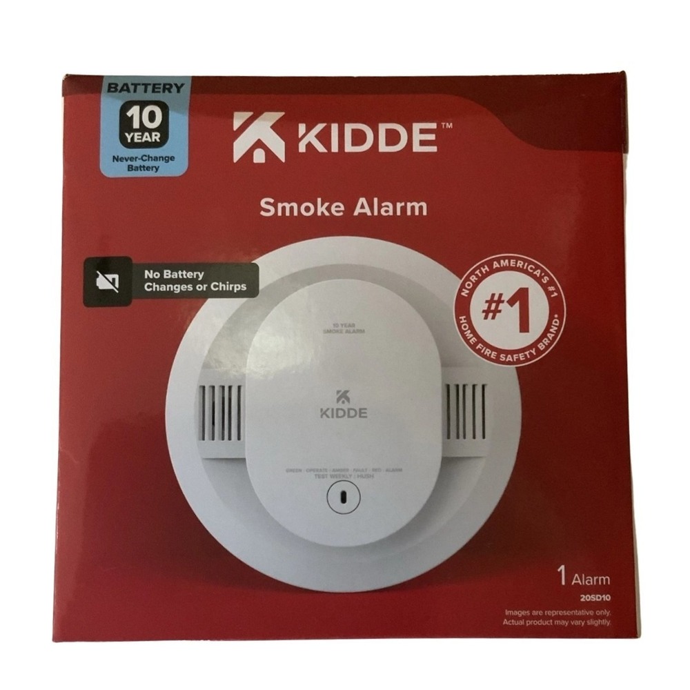 Kidde 20SD10 10-Year Lithium Battery Powered Smoke Detector Never Change Battery